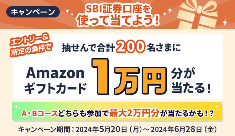 エントリーと所定の条件で、抽せんで合計200名さまにAmazonギフトカード1万円分が当たる!